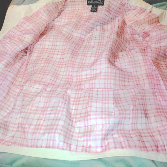 Willi Smith crop Rainproof off-white button jacket, bell sleeves-3/4,  women S - Picture 6 of 9